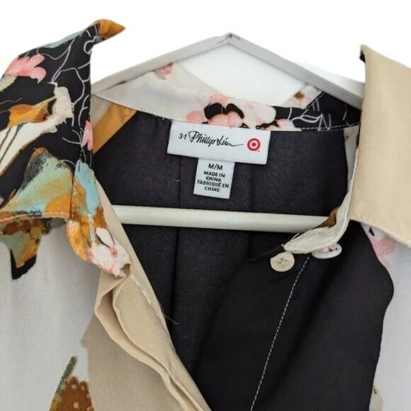 3.1 Phillip Lim For Target floral long sleeve button down top size M - Picture 8 of 9